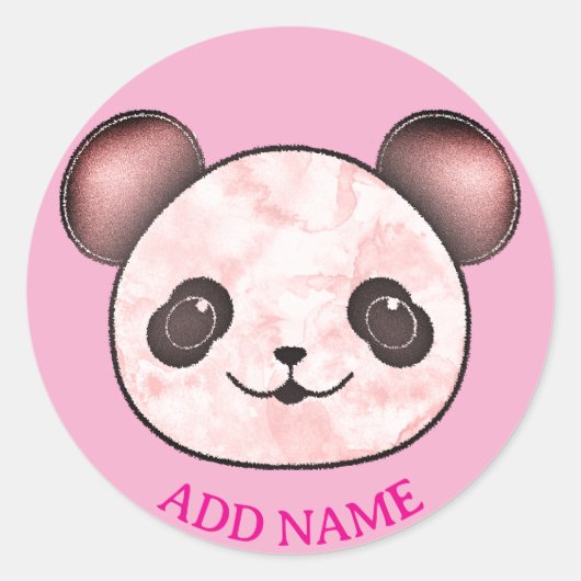 Kawaii Panda tekening in roze Ronde Sticker (Voorkant)