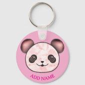 Kawaii Panda tekening in roze Sleutelhanger (Voorkant)
