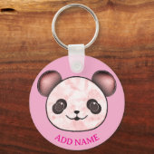 Kawaii Panda tekening in roze Sleutelhanger (Voorkant)