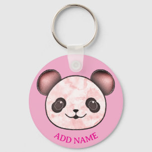 Kawaii Panda tekening in roze Sleutelhanger