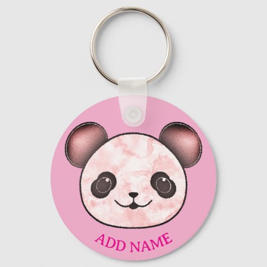Kawaii Panda tekening in roze Sleutelhanger (Achterkant)
