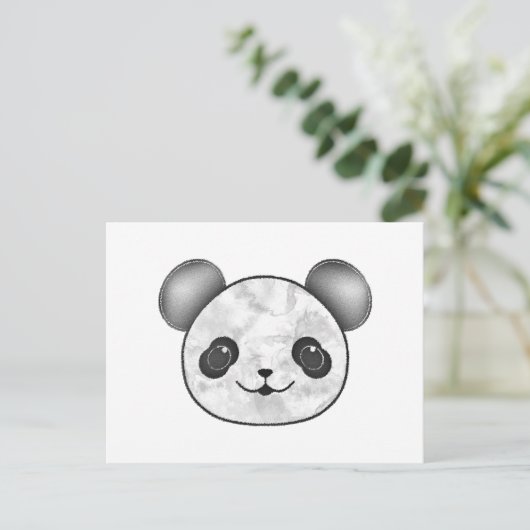 Kawaii Panda tekening in zwart en wit Briefkaart (Staand voorkant)