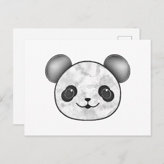 Kawaii Panda tekening in zwart en wit Briefkaart (Voorkant / Achterkant)