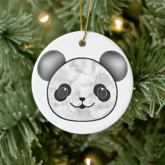 Kawaii Panda tekening in zwart en wit Keramisch Ornament (Boom)
