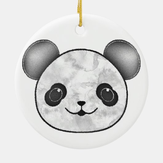 Kawaii Panda tekening in zwart en wit Keramisch Ornament (Achterkant)