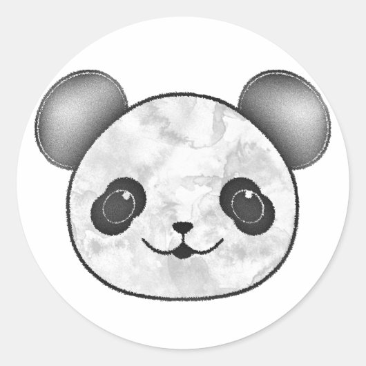 Kawaii Panda tekening in zwart en wit Ronde Sticker (Voorkant)