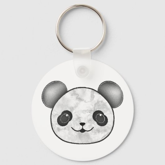 Kawaii Panda tekening in zwart en wit Sleutelhanger (Voorkant)