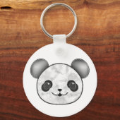 Kawaii Panda tekening in zwart en wit Sleutelhanger (Achterkant)