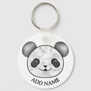 Kawaii Panda tekening in zwart en wit Sleutelhanger