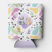 Kawaii Panda & Tiger Bubble Tea Kinder Gedrukt Blikjeskoeler (Voorkant)