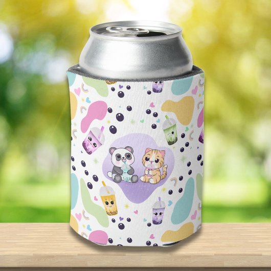 Kawaii Panda & Tiger Bubble Tea Kinder Gedrukt Blikjeskoeler