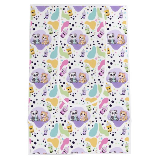 Kawaii Panda & Tiger Bubble Tea Kinder Medium Cadeauzakje (Achterkant)