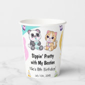 Kawaii Panda & Tiger Bubble Tea Kinderen Verjaarda Papieren Bekers (Achterkant)