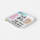 Kawaii Panda & Tiger Bubble Tea Kinderen Verjaarda Papieren Bordje (Gebogen)