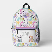 Kawaii Panda & Tijger Bubble Tea Kinderen Bedrukte Rugzak (Voorkant)
