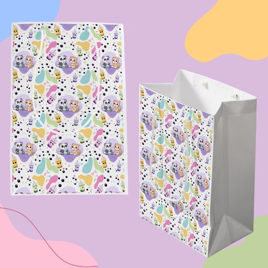 Kawaii Panda & Tijger Bubble Tea Kinderen Medium Cadeauzakje