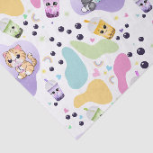 Kawaii Panda & Tijger Bubble Tea Kinderverjaardag Tissuepapier (Detail)