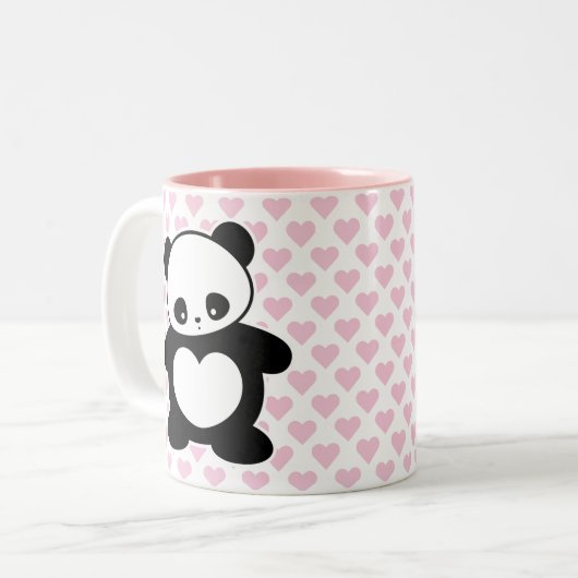 Kawaii panda tweekleurige koffiemok (Voorkant links)