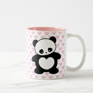 Kawaii panda tweekleurige koffiemok