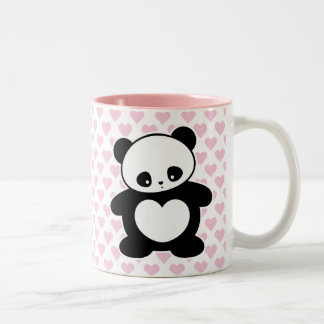 Kawaii panda tweekleurige koffiemok