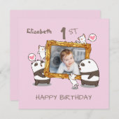 Kawaii pandas en katten foto van lijst 1 verjaarda (Voorkant / Achterkant)