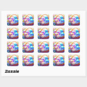 Kawaii Pasen Eierstickers Vierkante Sticker (Vel)