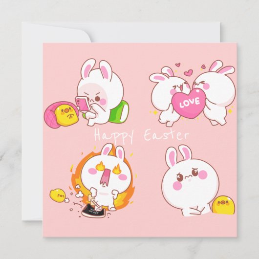 Kawaii Pasen Feestdagenkaart (Voorkant)