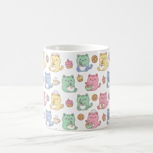 Kawaii Pastel Baking Cats Pattern Coffee Mug Koffiemok (Center)