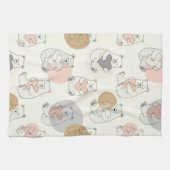 Kawaii Pastel Beer Hart Patroon Theedoek (Horizontaal)
