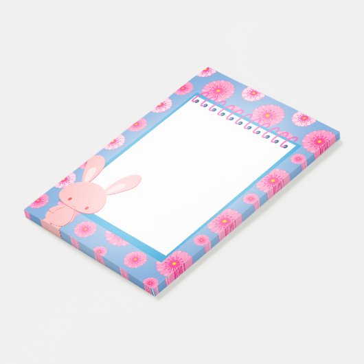 Kawaii pastel Bunny Floral Memo Post-it® Notes (Schuin)