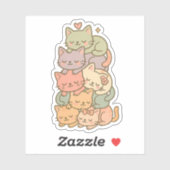 Kawaii Pastel Cat Stack Sleepy Sticker (Vel)