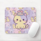 Kawaii Pastel Cat with Pancakes Pattern Mouse Pad Muismat (Met muis)