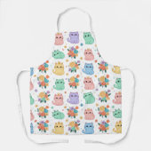 Kawaii Pastel Cats and Flowers Pattern Apron Schort (Voorkant)