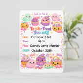 Kawaii Pastel Chibi Geest Halloween Kaart (Staand voorkant)