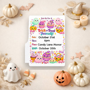 Kawaii Pastel Chibi Geest Halloween Kaart