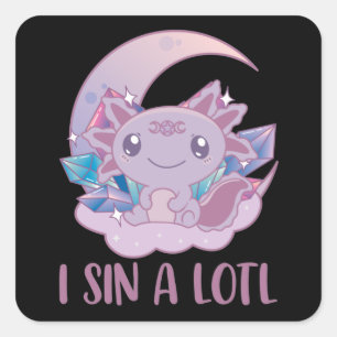 Kawaii Pastel Colors Gothic Cute Gothic Axolotl Sq Vierkante Sticker