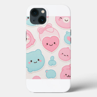 Kawaii Pastel Cute Faces Sticker Set – Pink & Blue Case-Mate iPhone Case