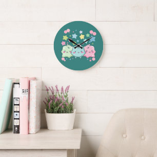 Kawaii Pastel Fluffy Vrienden & Stars Mooie Muurkl Grote Klok