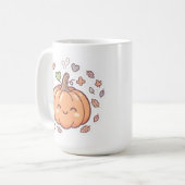 Kawaii Pastel Glimlachende Pompoen Mok (Voorkant links)