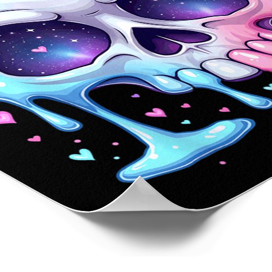 Kawaii Pastel Goth Creepy Bowtie Girl Skull Hallow Poster (Hoek)