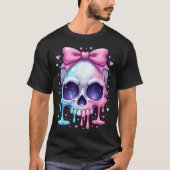Kawaii Pastel Goth Creepy Bowtie Girl Skull Hallow T-shirt (Voorkant)