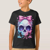 Kawaii Pastel Goth Creepy Bowtie Girl Skull Hallow T-shirt (Voorkant)