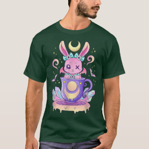 Kawaii Pastel Goth Cute Creepy Bunny In Teacup  T-shirt