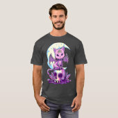Kawaii Pastel Goth Cute Creepy Witchy Cat and T-shirt (Voorkant volledig)