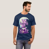 Kawaii Pastel Goth Cute Creepy Witchy Cat and T-shirt (Voorkant volledig)