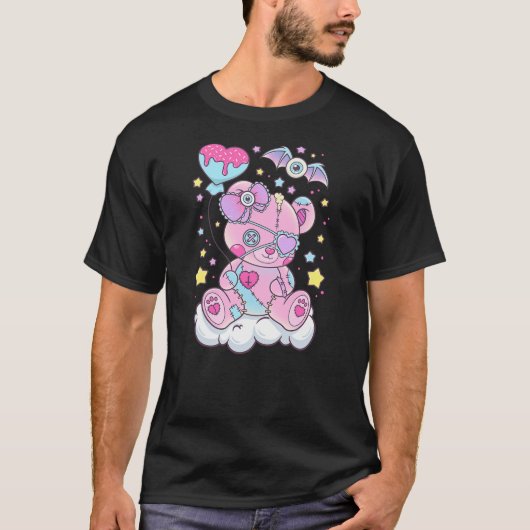 Kawaii Pastel Goth Cute Scary Bear T-shirt (Voorkant)