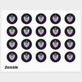 Kawaii Pastel Gothic Creepy Crescent Moon Bat Ronde Sticker (Vel)