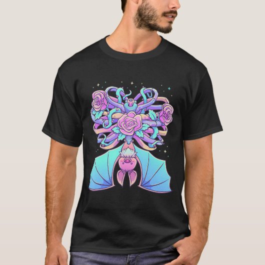 Kawaii Pastel Gothic Cute Creepy Bat Skeleton Witc T-shirt (Voorkant)