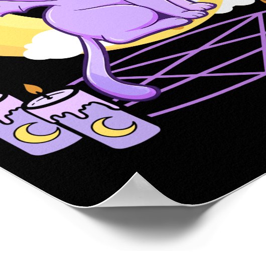 Kawaii Pastel Gothic Cute Creepy Black Cat Poster (Hoek)