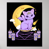 Kawaii Pastel Gothic Cute Creepy Black Cat Poster (Voorkant)